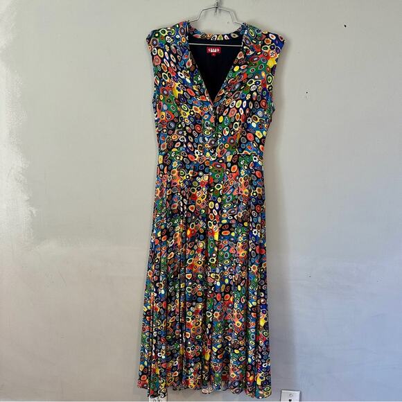 Staud Yin Yang Multicolored Print Dress Sleeveless Endo Milla Abstract Floral 4 - Picture 1 of 8